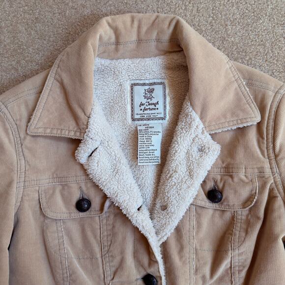 Cream Corduroy Fuzzy Lined Jacket Juniors Medium Womens Small - Picture 5 of 7